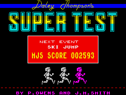 Daley Thompson's Super-Test (ZX Spectrum) screenshot: The fading athlete indicates a life lost