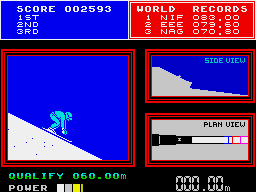 Daley Thompson's Super-Test (ZX Spectrum) screenshot: On th ski jump runway