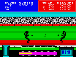 Daley Thompson's Super-Test (ZX Spectrum) screenshot: The crowd obviously support me