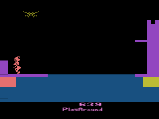 Beat 'Em & Eat 'Em/Lady in Wading (Atari 2600) screenshot: I'm building my bridge.