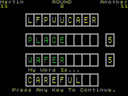 Countdown (ZX Spectrum) screenshot: The computer makes you feel small by beating you