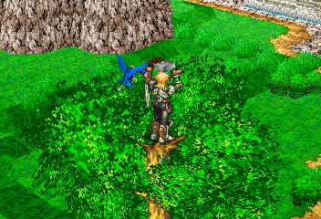 Dark Savior (SEGA Saturn) screenshot: Parallel I ~ Once upon a time there was a man. And as he stood on a treetop holding aloft a bar of chocolate, he wondered which moron had designed this kind of food storage...