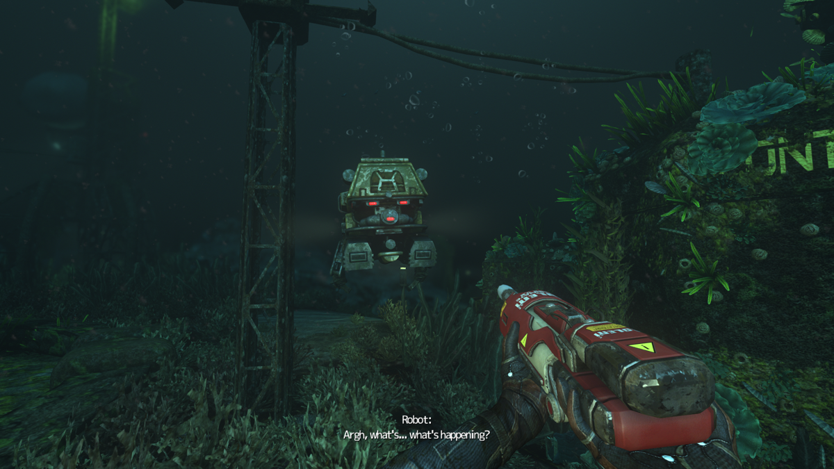 Soma (Windows) screenshot: No, the game did not turn into a shooter, it's just a short scene