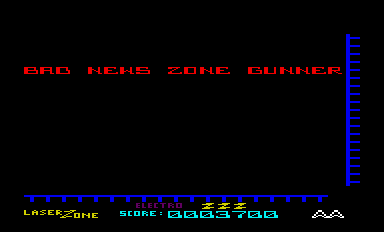 Laser Zone (VIC-20) screenshot: Bad news, zone gunner