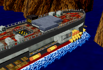 Dark Savior (SEGA Saturn) screenshot: Intro ~ The ship arrives at Jailer's Island.