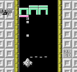 Quarth (NES) screenshot: Fire with the B button at the pink obstacle