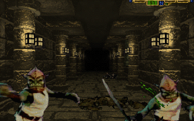 Stonekeep (DOS) screenshot: Fighting a pair of Shargas