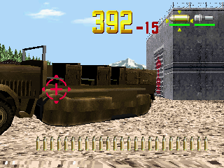 Guntu Western Front June, 1944 (PlayStation) screenshot: Half-track getting in the way