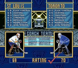 Brett Hull Hockey 95 (SNES) screenshot: St. Louis vs Toronto