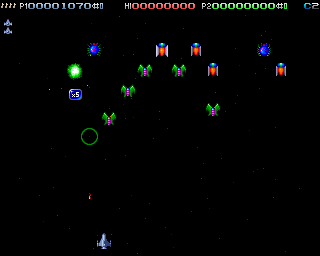 Deluxe Galaga (Amiga) screenshot: (AGA) Found a score multiplier