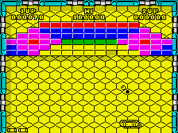 Batty (ZX Spectrum) screenshot: Removed one brick with my first shot