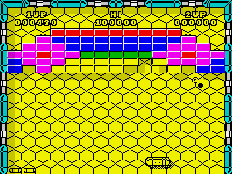 Batty (ZX Spectrum) screenshot: An angled shot into the gap removes more