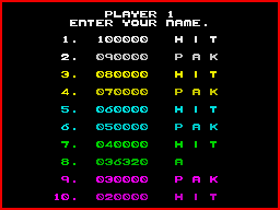 Batty (ZX Spectrum) screenshot: High scores