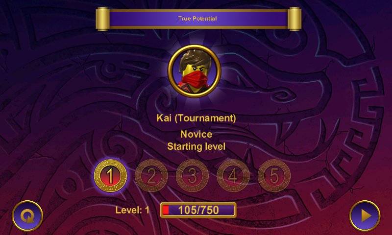 LEGO Ninjago: Tournament (Android) screenshot: Kai current level