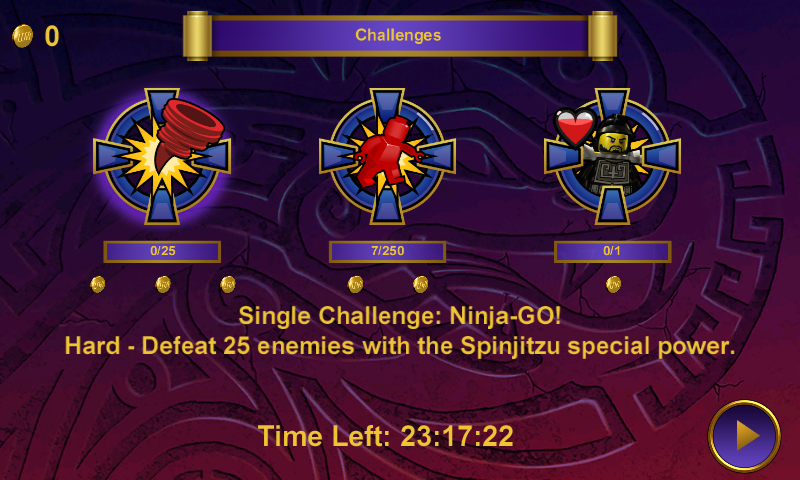 LEGO Ninjago: Tournament (Android) screenshot: Challenges