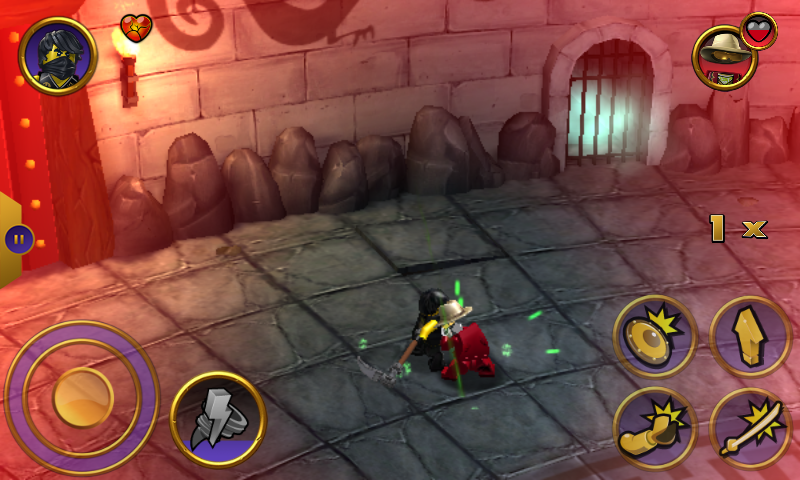 LEGO Ninjago: Tournament (Android) screenshot: Got hit, low energy change the screen into red colors