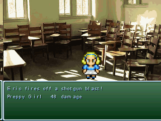 Super Columbine Massacre RPG! (Windows) screenshot: Caught a preppy girl in a classroom.