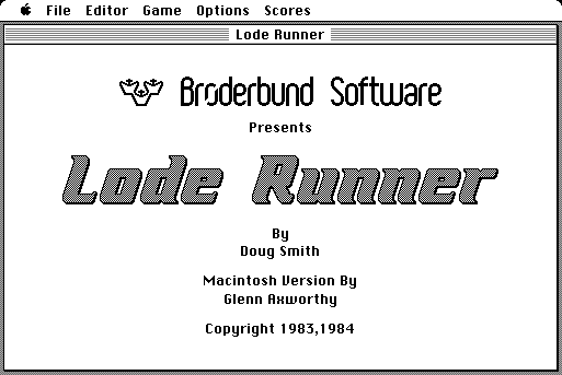 Lode Runner (Macintosh) screenshot: Title screen.