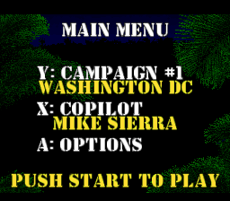 Jungle Strike (SNES) screenshot: Main menu