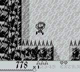 Super Hunchback (Game Boy) screenshot: Spikes will kill you instantly