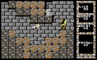 Madrax (Commodore 64) screenshot: Narrow passage with the bat