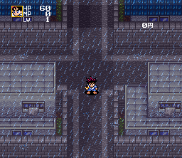 Kenyū Densetsu Yaiba (SNES) screenshot: Alone in the Rain