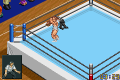 Fire Pro Wrestling 2 (Game Boy Advance) screenshot: Everyone has to start by somewhere. If it's a seedy gymnasium... be it.