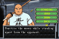 Fire Pro Wrestling 2 (Game Boy Advance) screenshot: Your coach. Finish all drills, and you can control him.