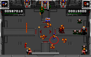 Smash T.V. (Atari ST) screenshot: The rotating force field thing will protect me