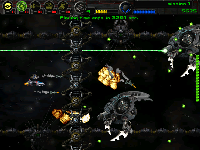 Astrobatics (Windows) screenshot: Spectacular battle with two bosses at once