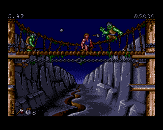 Ghost Battle (Amiga) screenshot: The graphics are borderline pretty, but severely overdone.