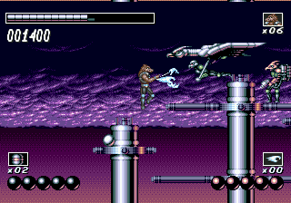 Wolfchild (SEGA CD) screenshot: As a wolf, you can shoot fireballs at enemies.