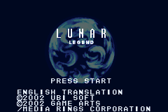 Lunar: Legend (Game Boy Advance) screenshot: Title Screen