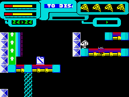 Anfractuos (ZX Spectrum) screenshot: Some screens are split by barriers