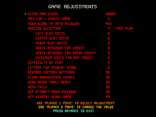 Joust (Macintosh) screenshot: Adjustment screen