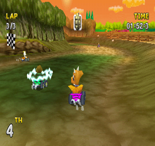 Rascal Racers (PlayStation) screenshot: Last lap.