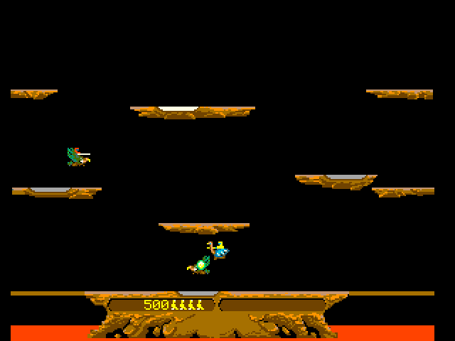 Joust (Macintosh) screenshot: Game running in double-pixel mode