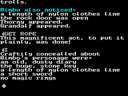 The Boggit: Bored Too (ZX Spectrum) screenshot: Inventory