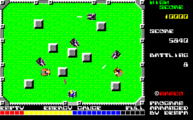 Grobda (PC-88) screenshot: Battling 8
