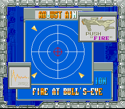 Battle Clash (SNES) screenshot: Adjusting Super Scope's aim.