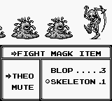 Sword of Hope II (Game Boy) screenshot: Once more characters join your party, battles become larger.