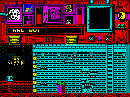 Thunderbirds (ZX Spectrum) screenshot: Use the spray here