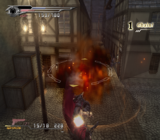 Dirge of Cerberus: Final Fantasy VII (PlayStation 2) screenshot: Be careful of explosions because... you know.