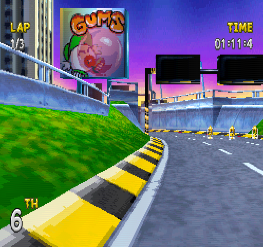 Rascal Racers (PlayStation) screenshot: GUMS.