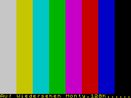 Auf Wiedersehen Monty (ZX Spectrum) screenshot: The bars from the Spectrum test signal are reused