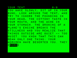 Infidel (TRS-80 CoCo) screenshot: The introduction