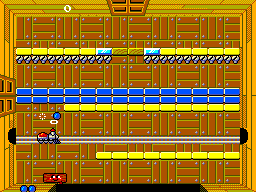 Woody Pop (SEGA Master System) screenshot: Hit the train and it will stop for a while