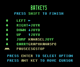Batman (MSX) screenshot: Adjust your Batkeys!