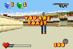 Serious Sam (Game Boy Advance) screenshot: Dying in multiplayer