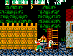 Captain Silver (SEGA Master System) screenshot: Jim slashes something with his sword